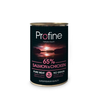 Profine pločevinka za pse – 65% LOSOSA IN PIŠČANCA